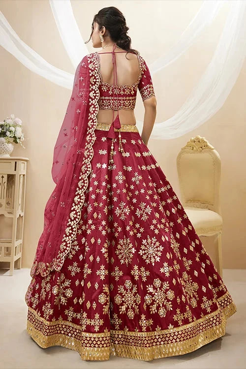 Red Color Heavy Luxary Zari Embroidered Lehenga Choli with Dupatta Set
