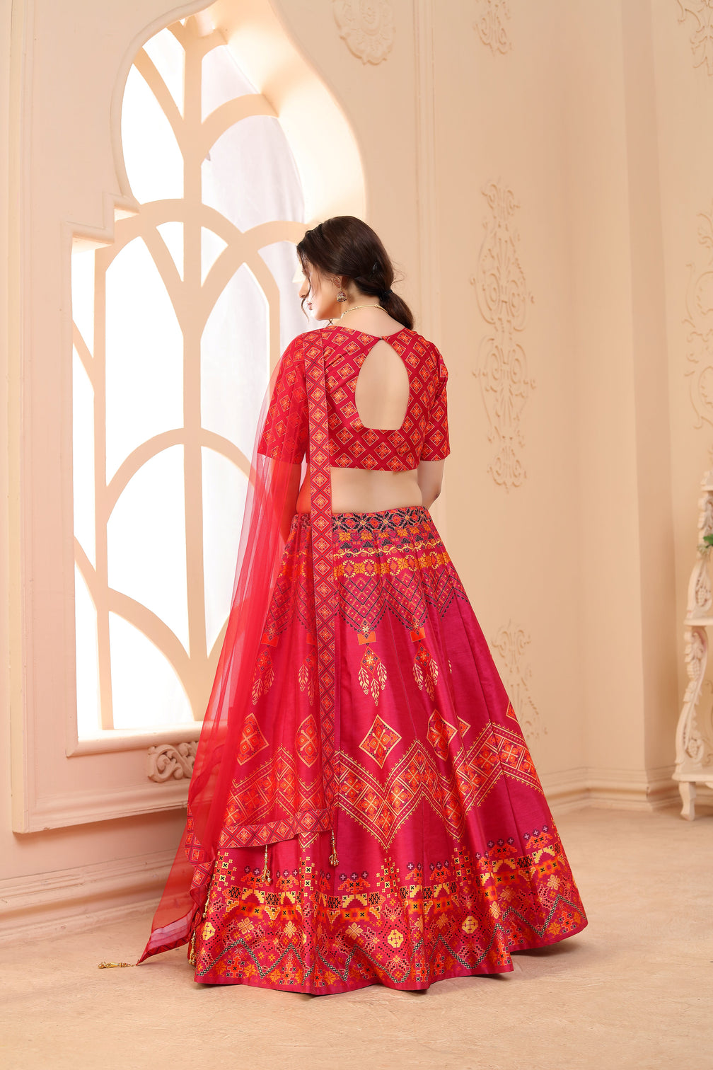 Red Lehenga Choli For Women Digital Print Festive Wear Lengha Choli With Dupatta,Indian Traditional Wedding Bridal Ghagra Choli