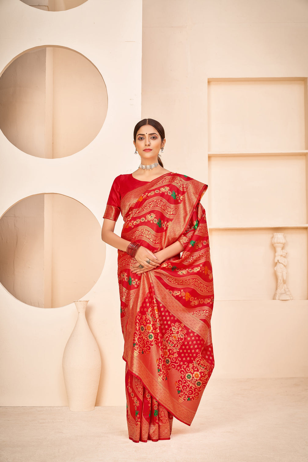 Red Weaving Patola Silk Wedding Wear Saree