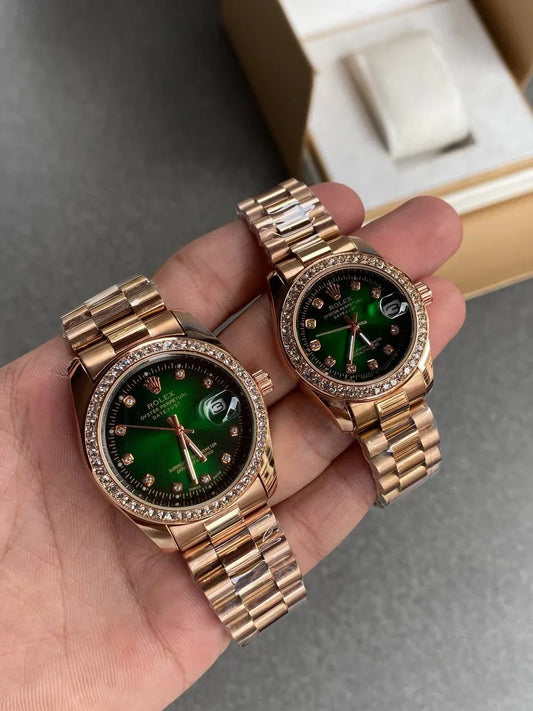 Rolex Watch For Couple Full Diamond Edition