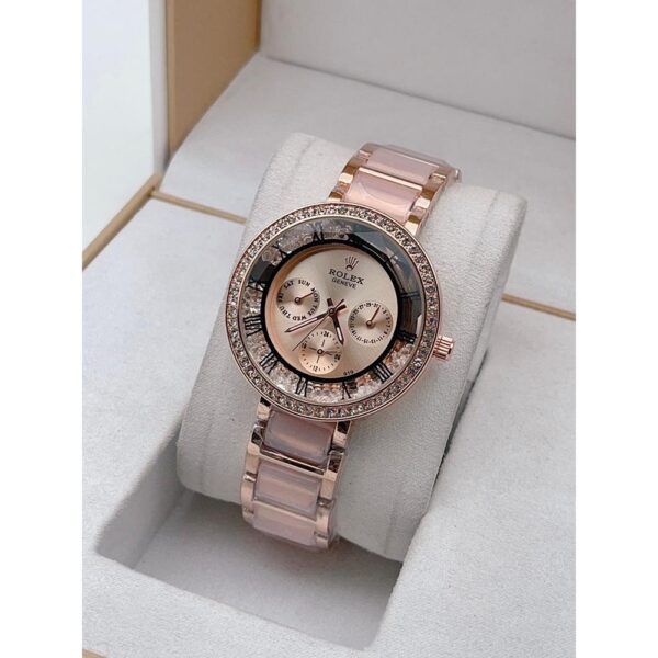 Round Rose Gold Dial Rolex Watch For Lady (SZ08936)