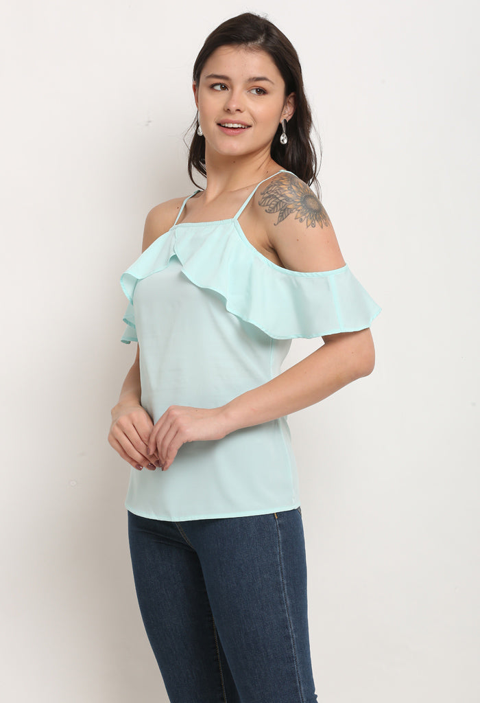 Mint green polyester solid top