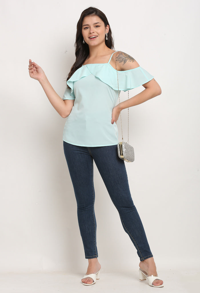 Mint green polyester solid top