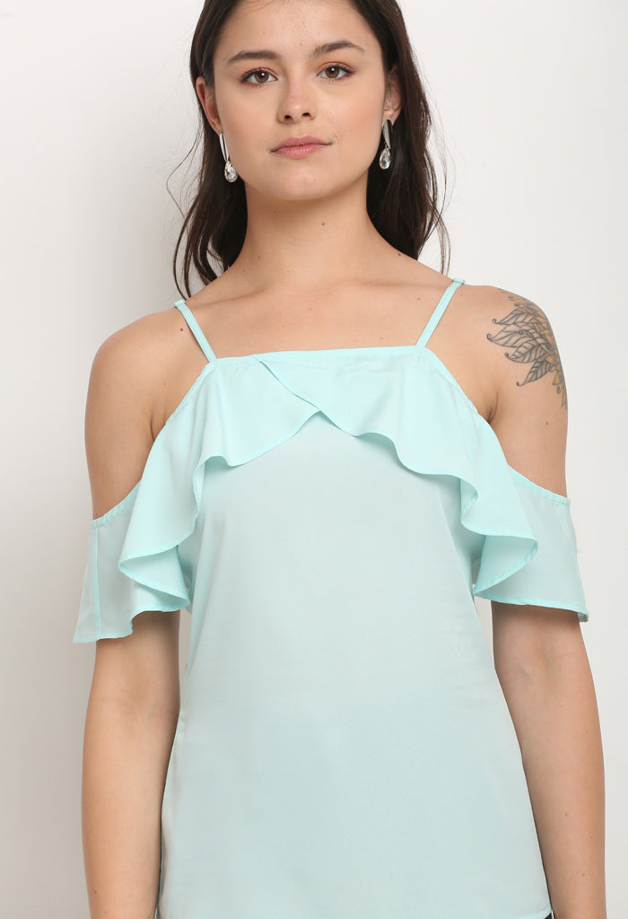 Mint green polyester solid top