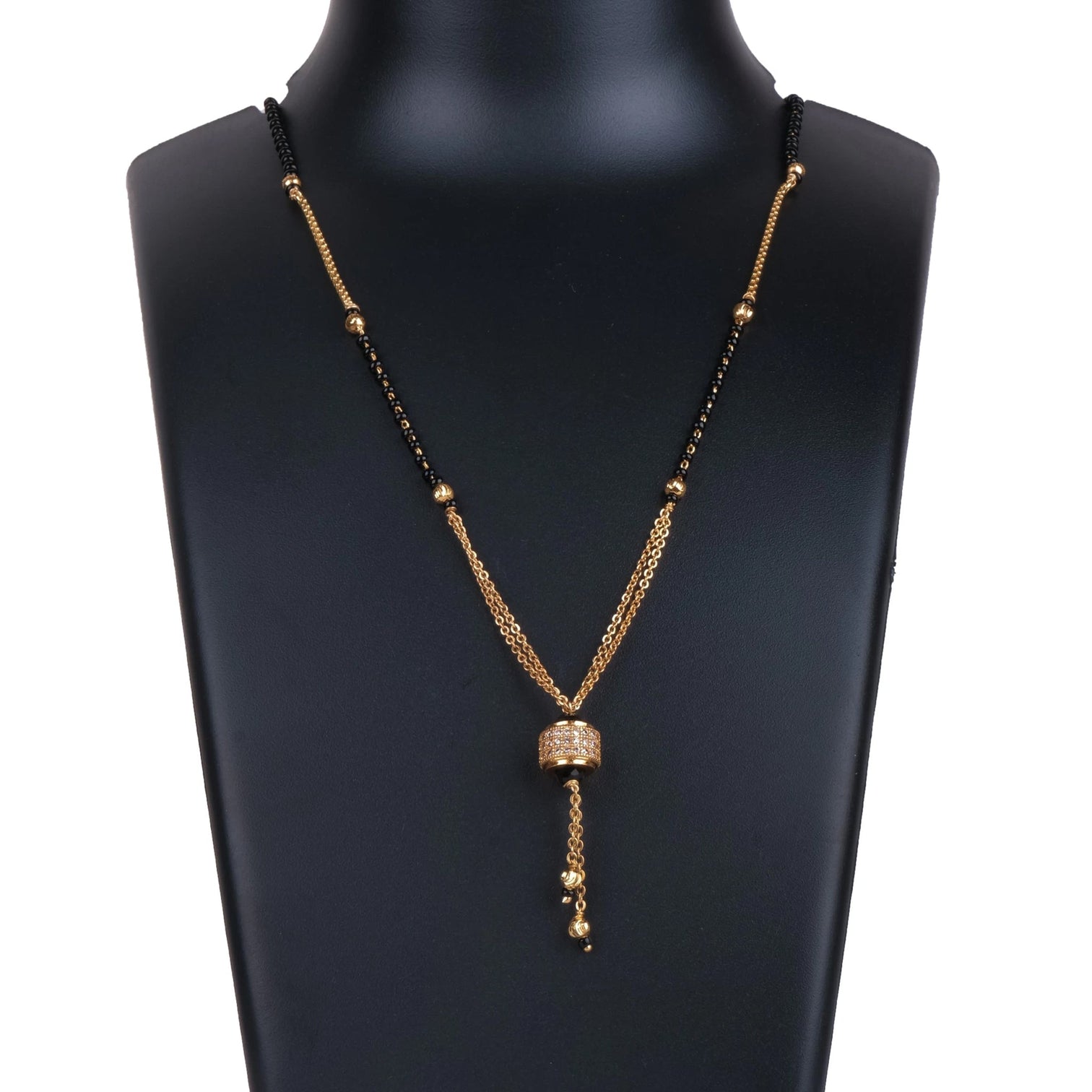 Rose Gold-Plated Two Layered Chain Diamond Gold-plated Plated Brass Necklace