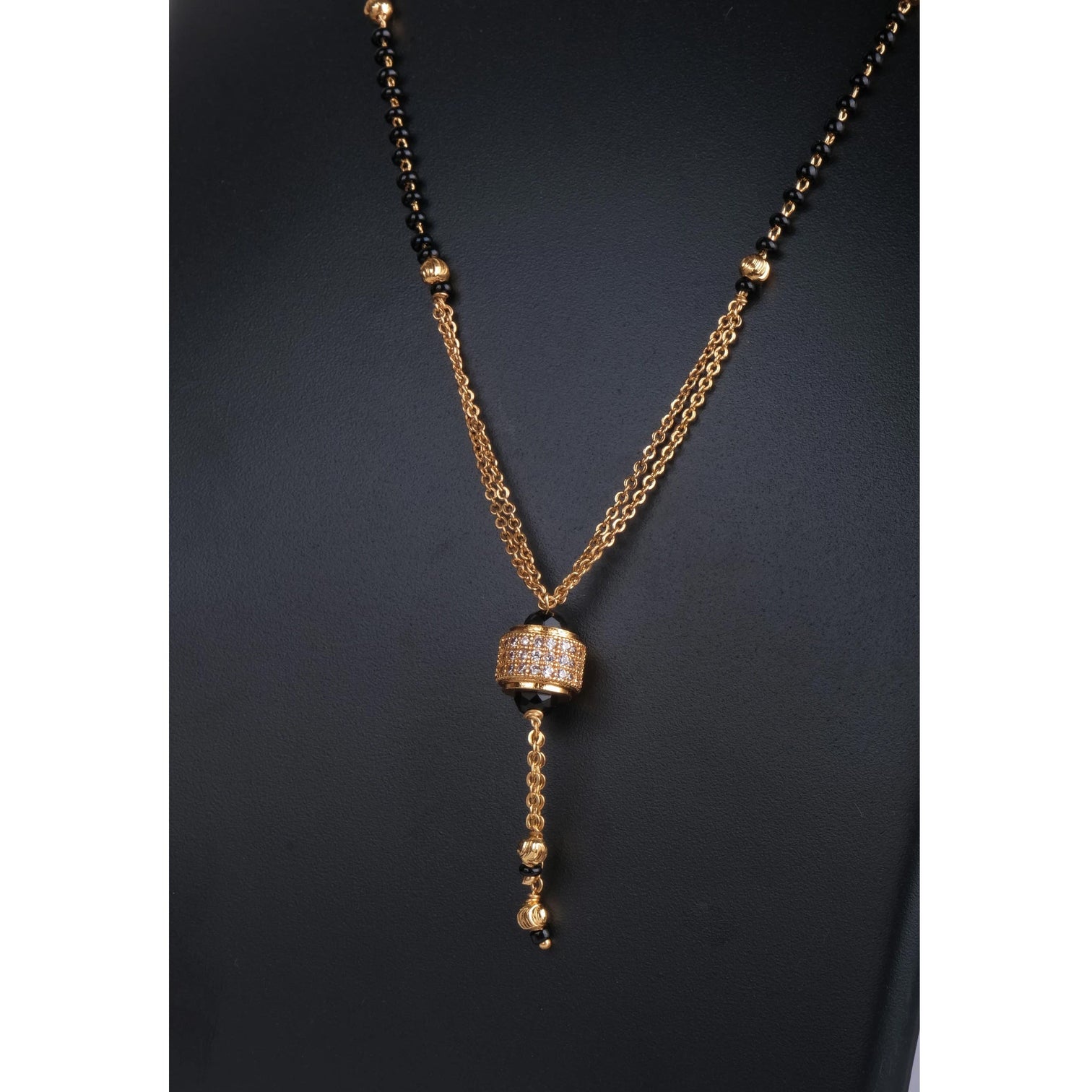 Rose Gold-Plated Two Layered Chain Diamond Gold-plated Plated Brass Necklace