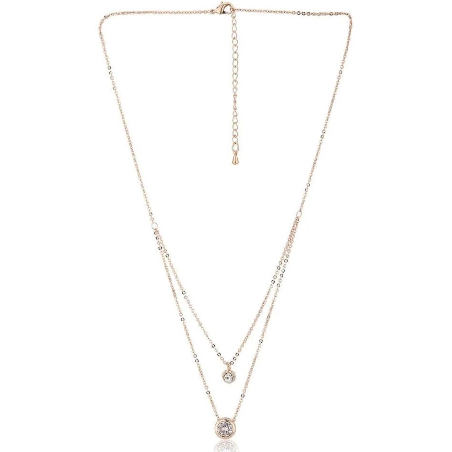 Rose Gold & White Brass Rose Gold-Plated Layered Necklace Brass Swarovski Crystal Brass Pendant Set
