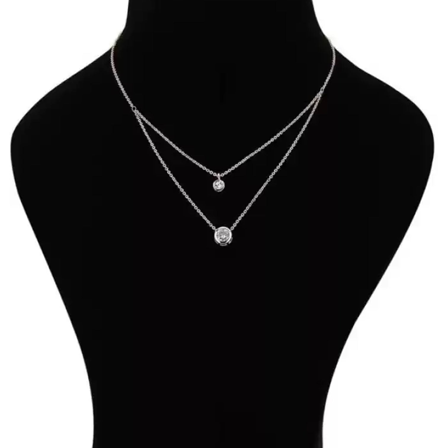 Rose Gold & White Brass Rose Gold-Plated Layered Necklace Brass Swarovski Crystal Brass Pendant Set