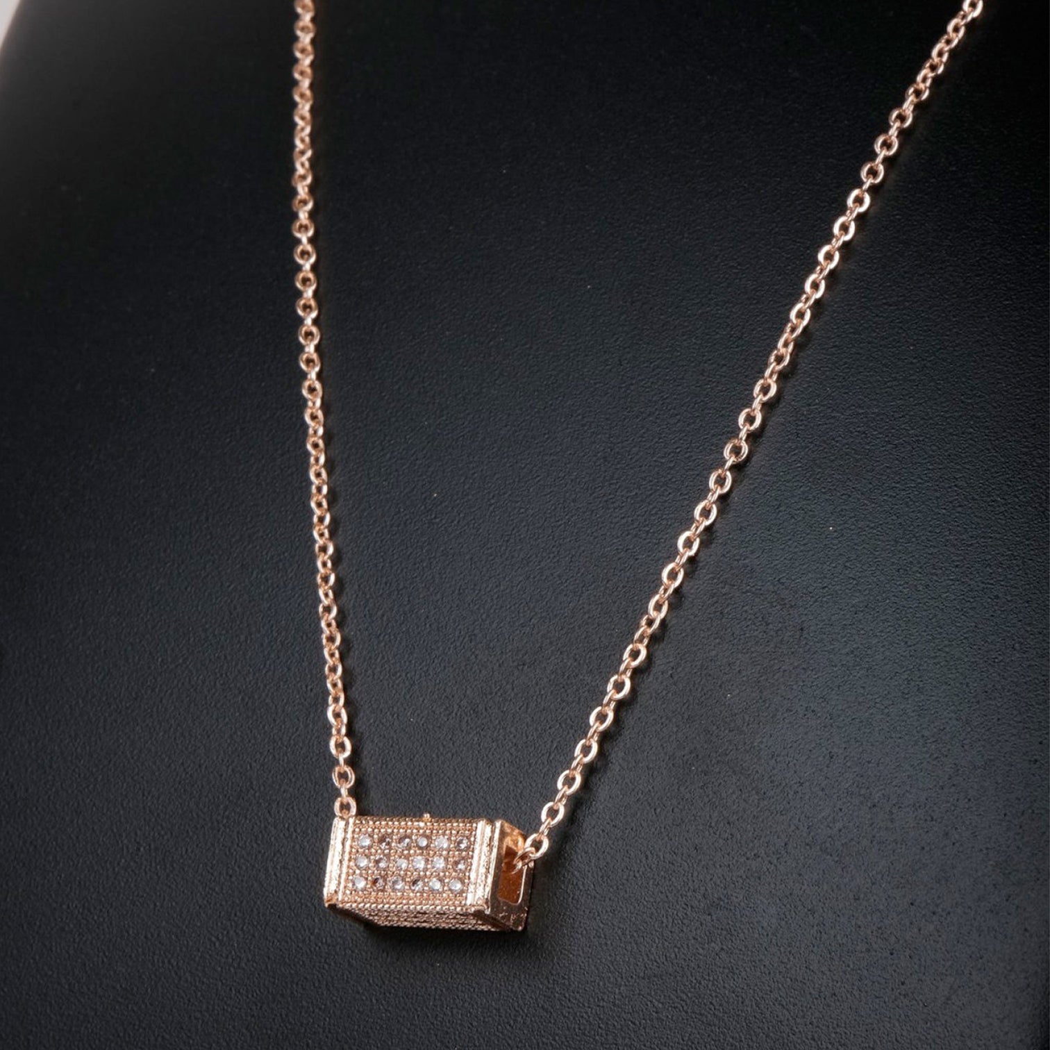 Rose gold Dimond Necklace-1 Gold-plated Diamond Brass Pendant