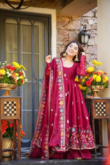 Royal Floral Thread Embroidered Anarkali One-Piece Gown