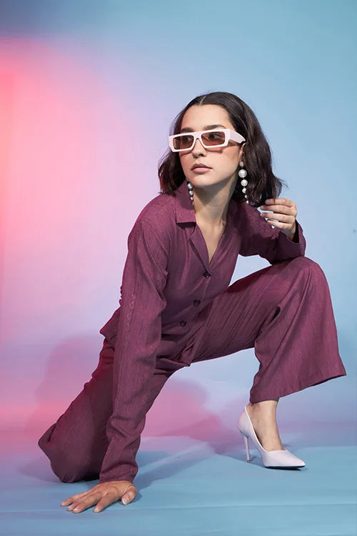 Rust Maroon Exclusive Designer Ready to Wear Co-ords Set Collection
