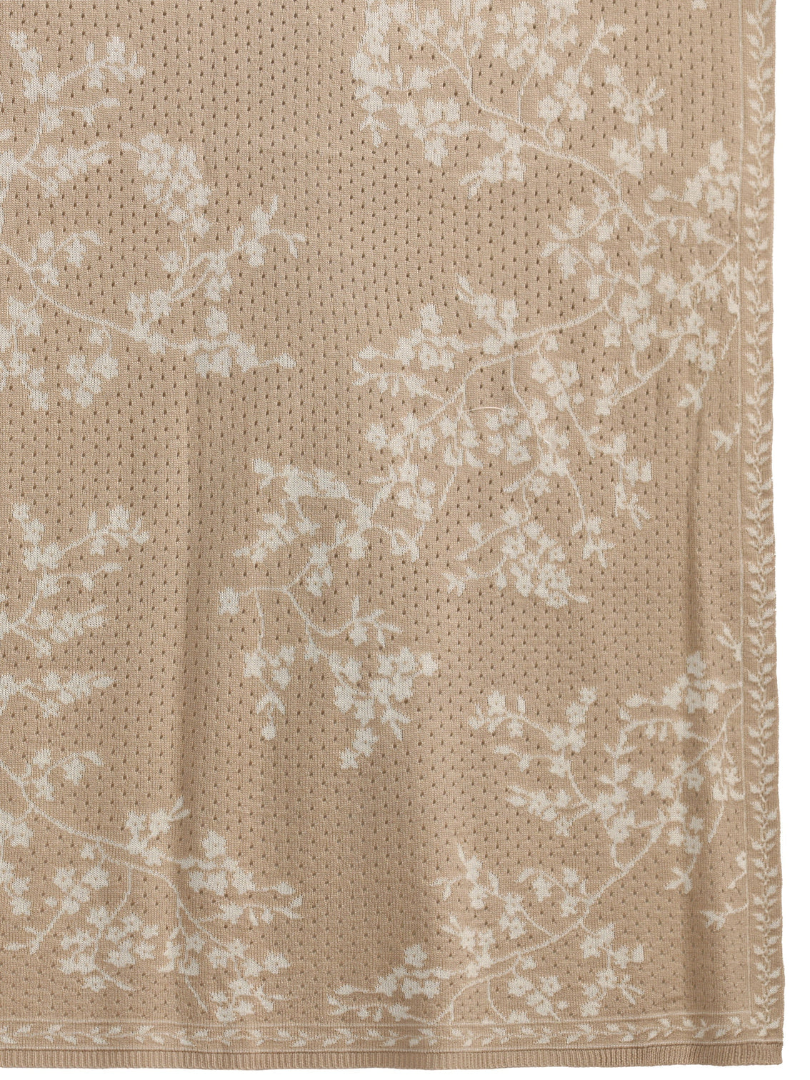 Mameraa Beige Floral Mesh Knitted Acrylic Wrap Shawl