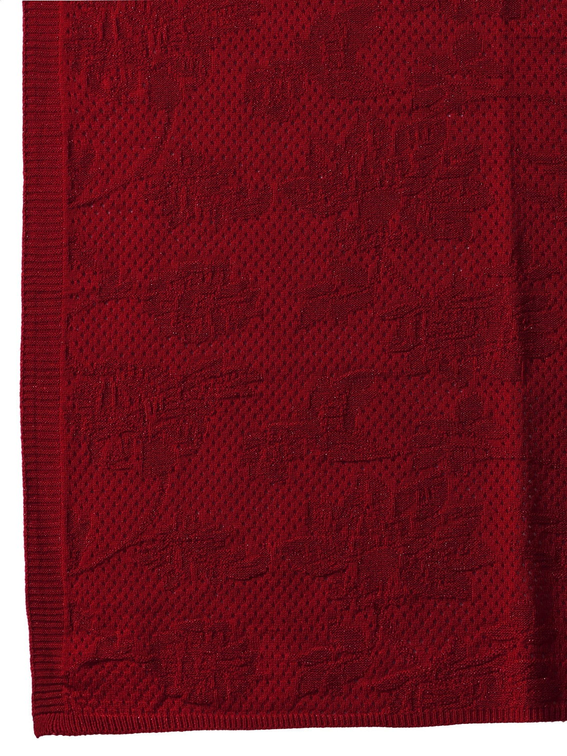 Mameraa Red Floral Knitted Acrylic Wrap Shawl