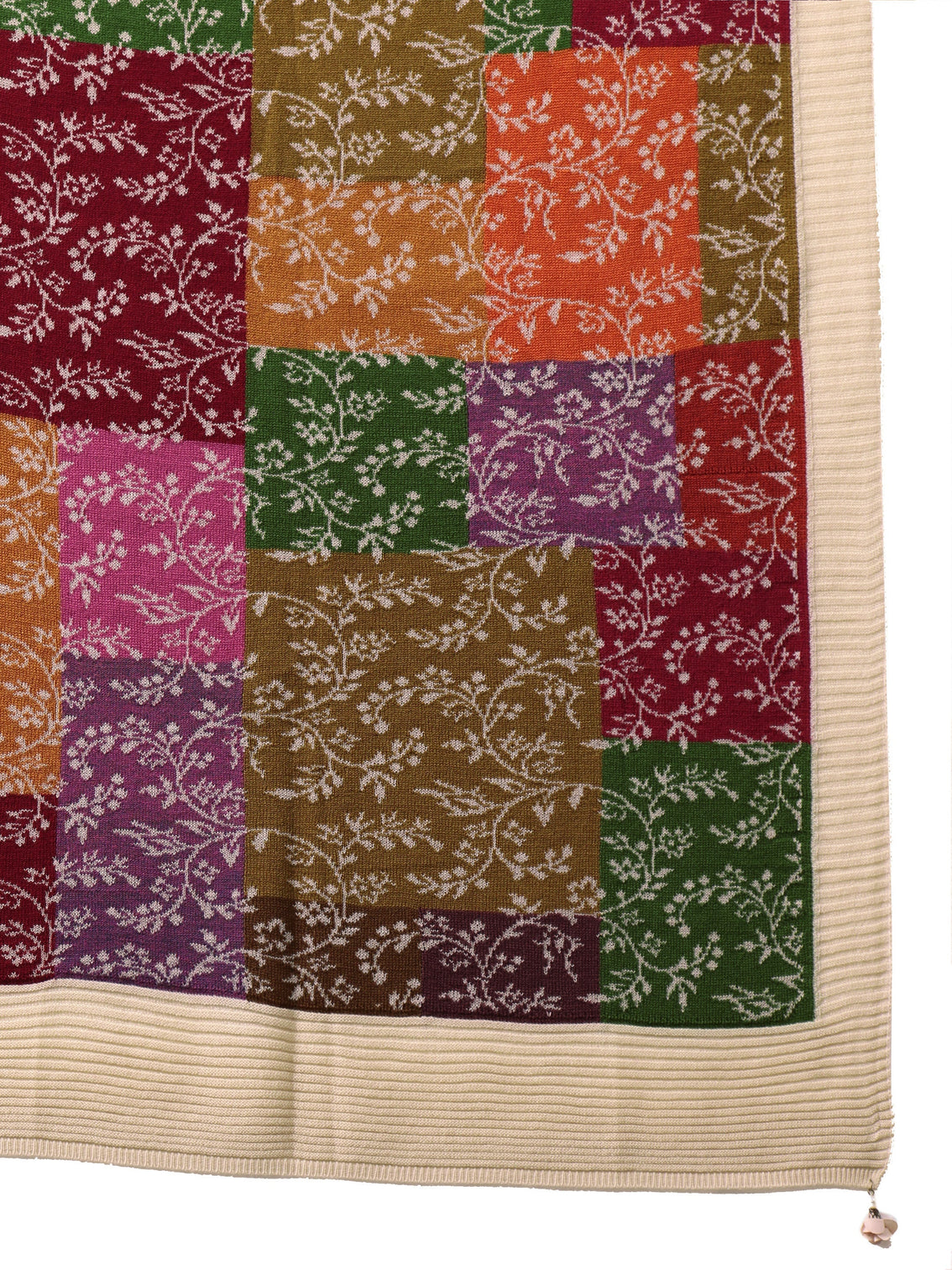 Mameraa Multi color floral Knitted Acrylic shawl