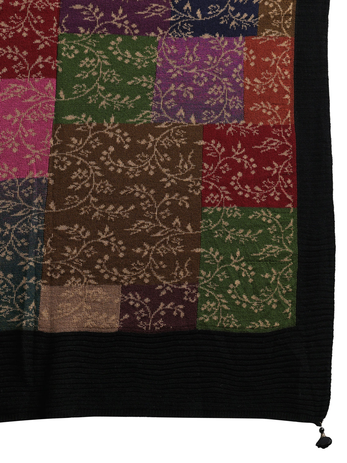 Mameraa Multi Coloured Floral Knitted Acrylic Shawl