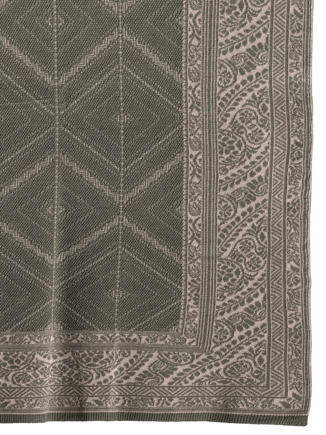 Mameraa Muted Moss Green Knitted Acrylic Wrap Shawl