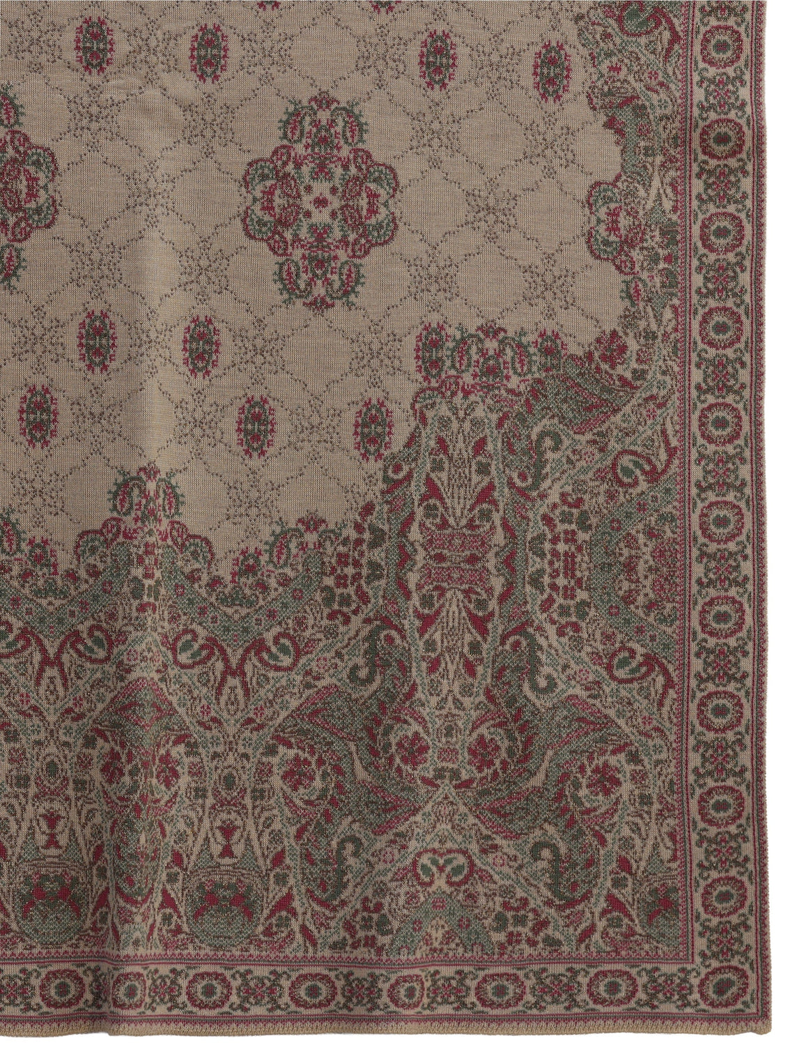 Mameraa Beige Ethnic Embroidered Acrylic Wrap Shawl