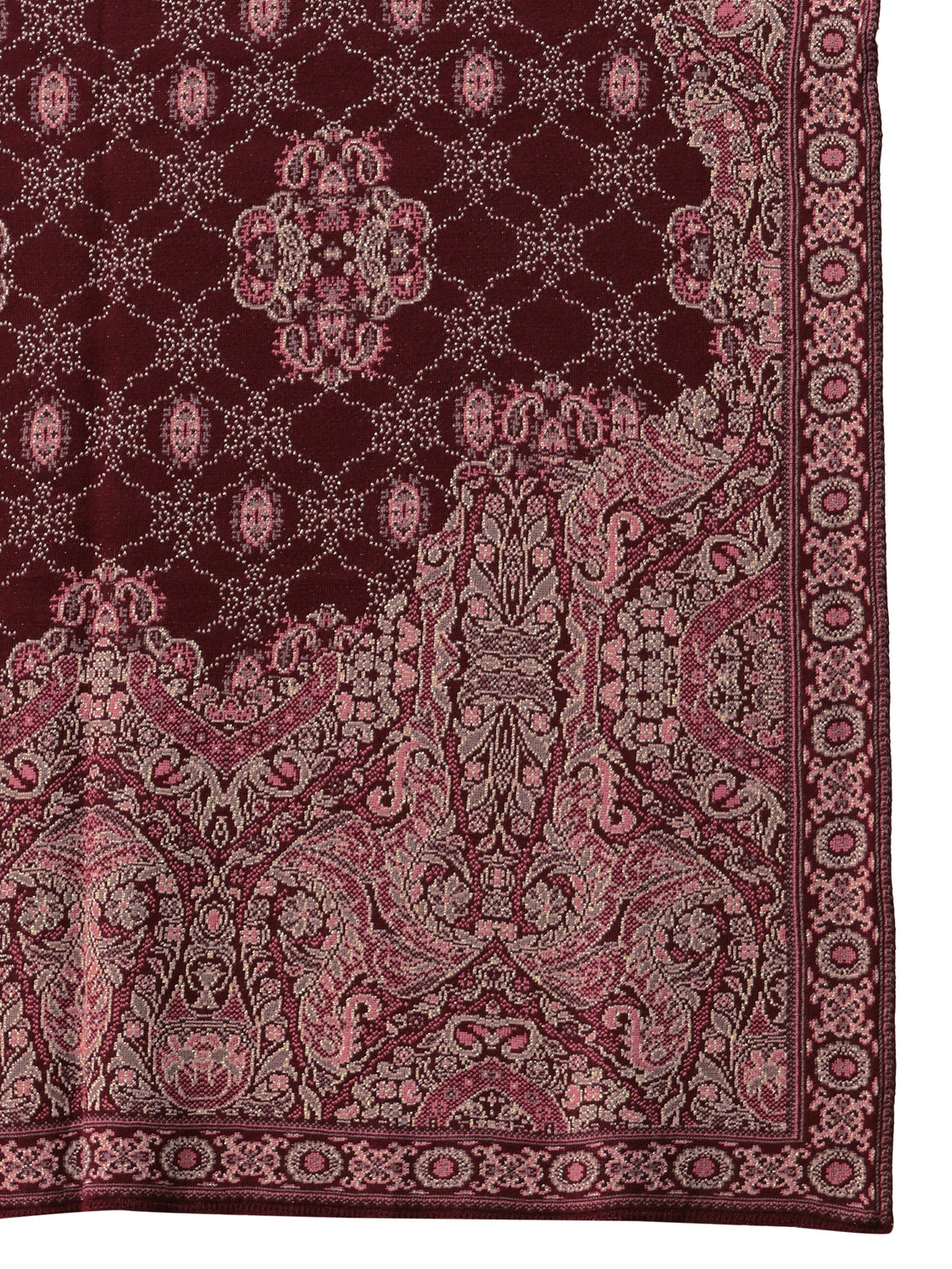 Mameraa Maroon Knitted Acrylic Wrap Shawl