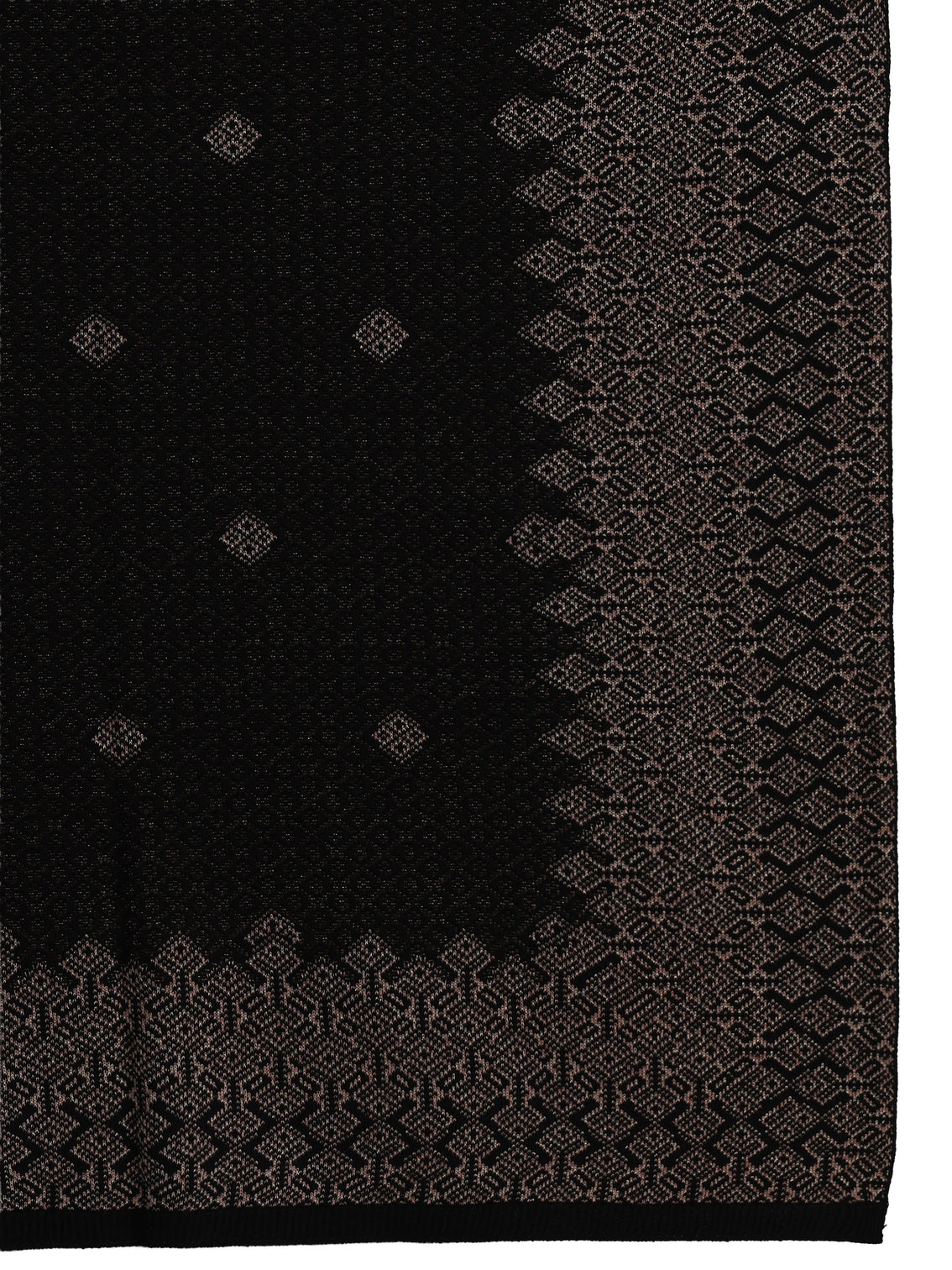 Mameraa Black Geometric Embroidered Acrylic Wrap Shawl