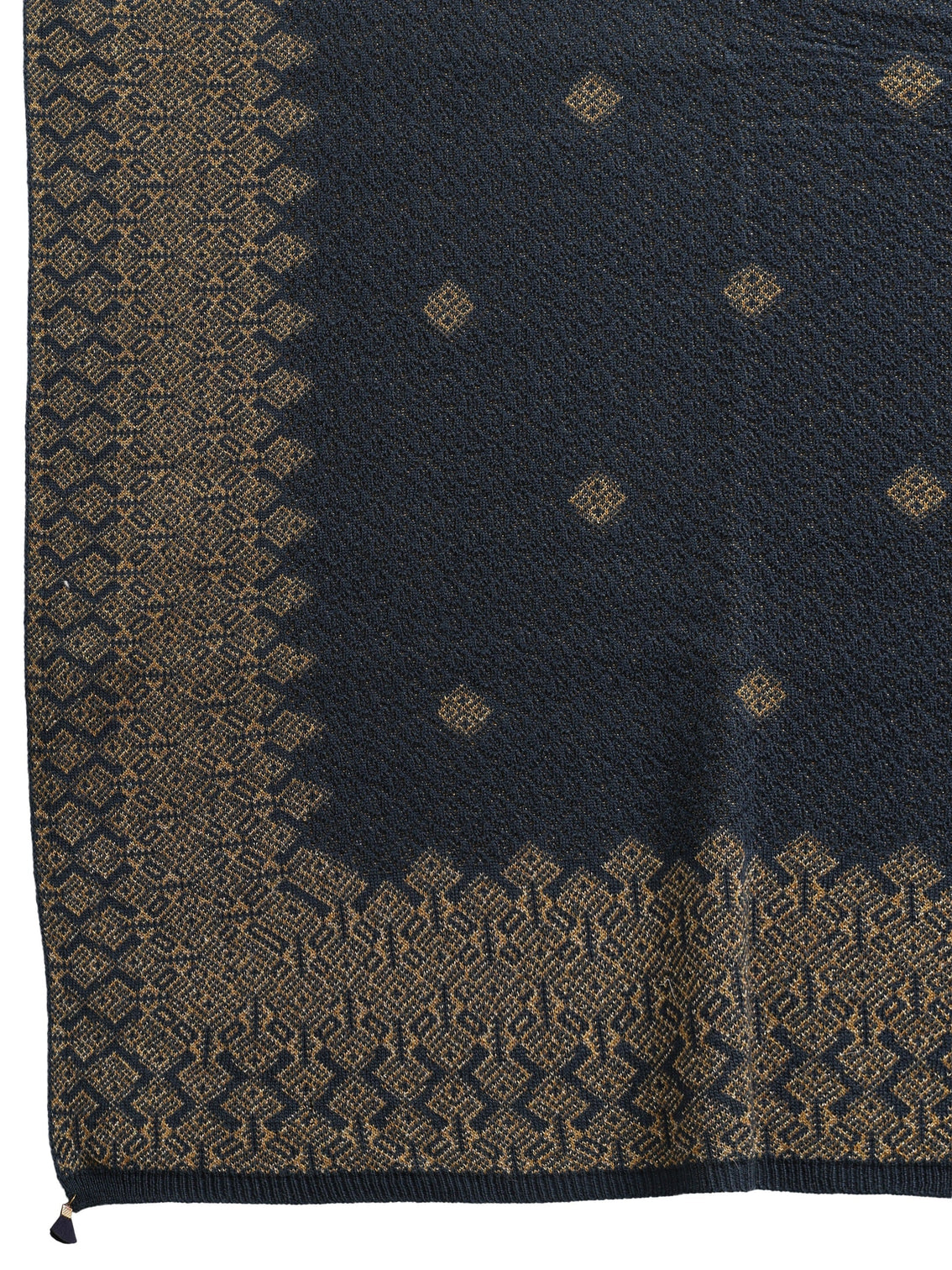 Mameraa Teal Blue Ethnic Knitted Acrylic Wrap Shawl