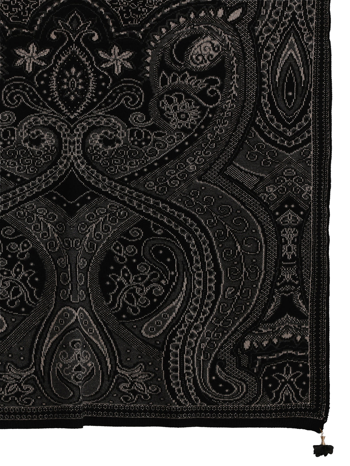 Mameraa Black Ethnic Embroidered Acrylic Wrap Shawl
