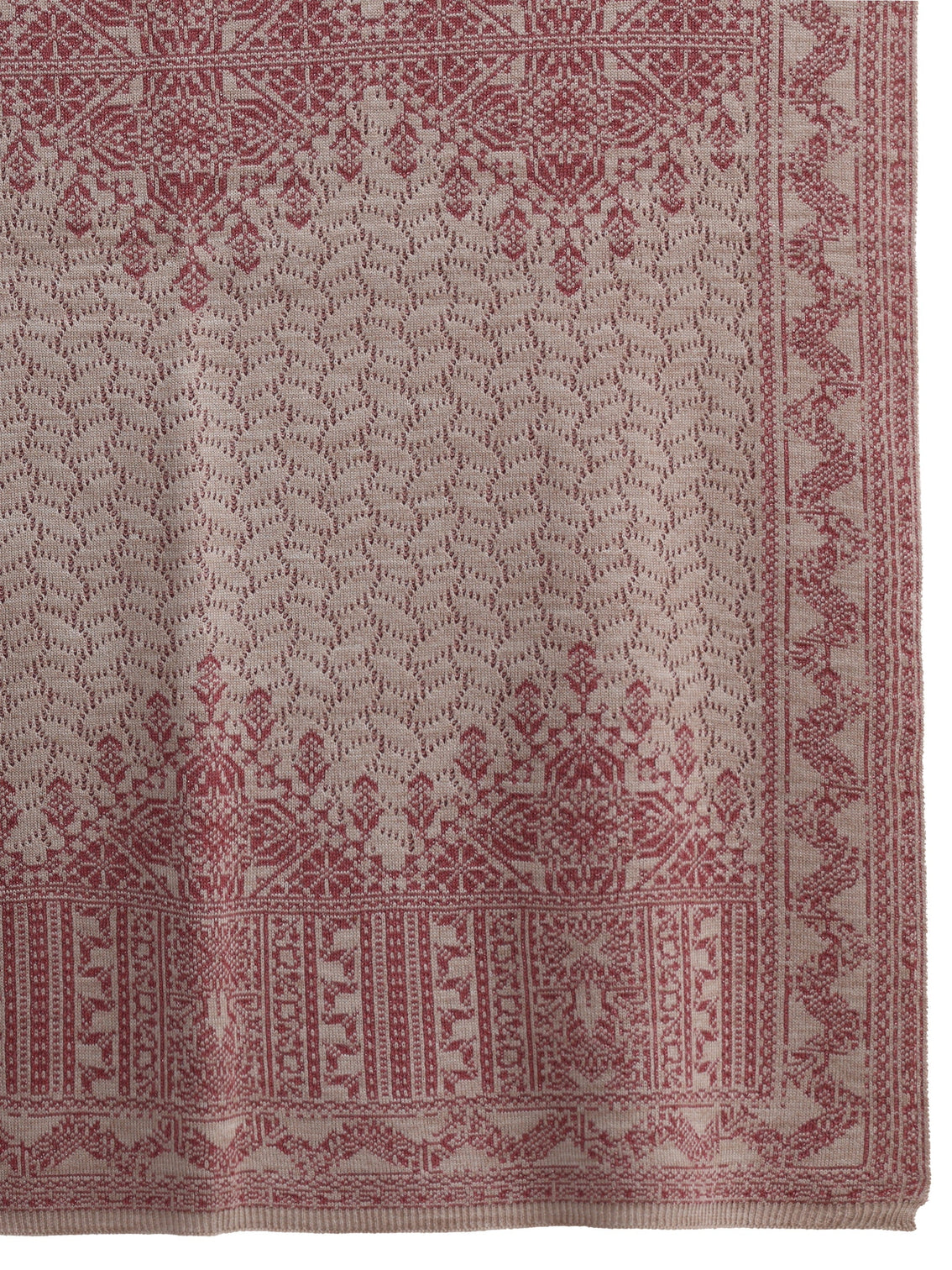 Mameraa Baby Pink Ethnic Embroidered Acrylic Wrap Shawl