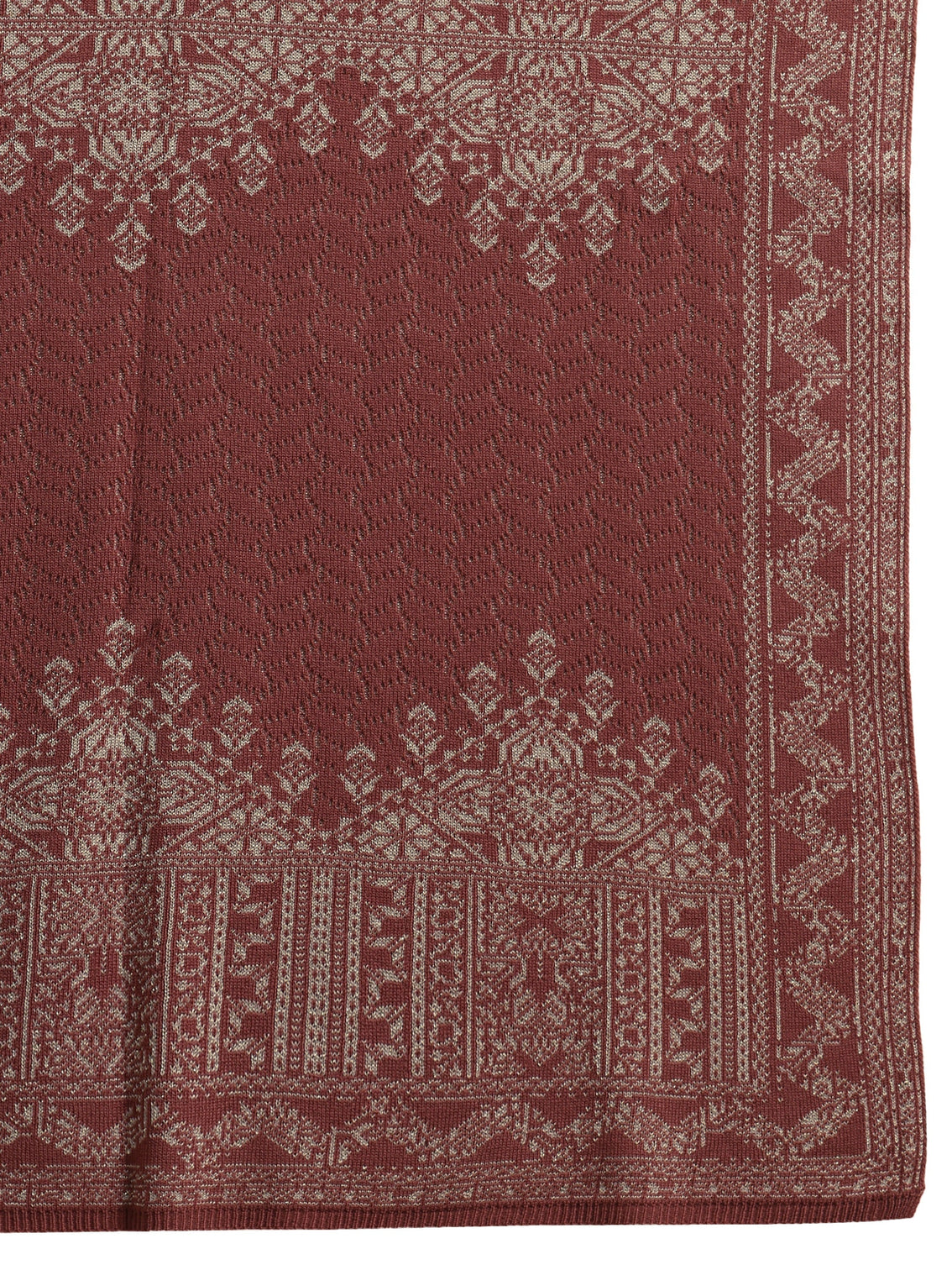Mameraa Dusty Pink Ethnic Knitted Acrylic Wrap Shawl