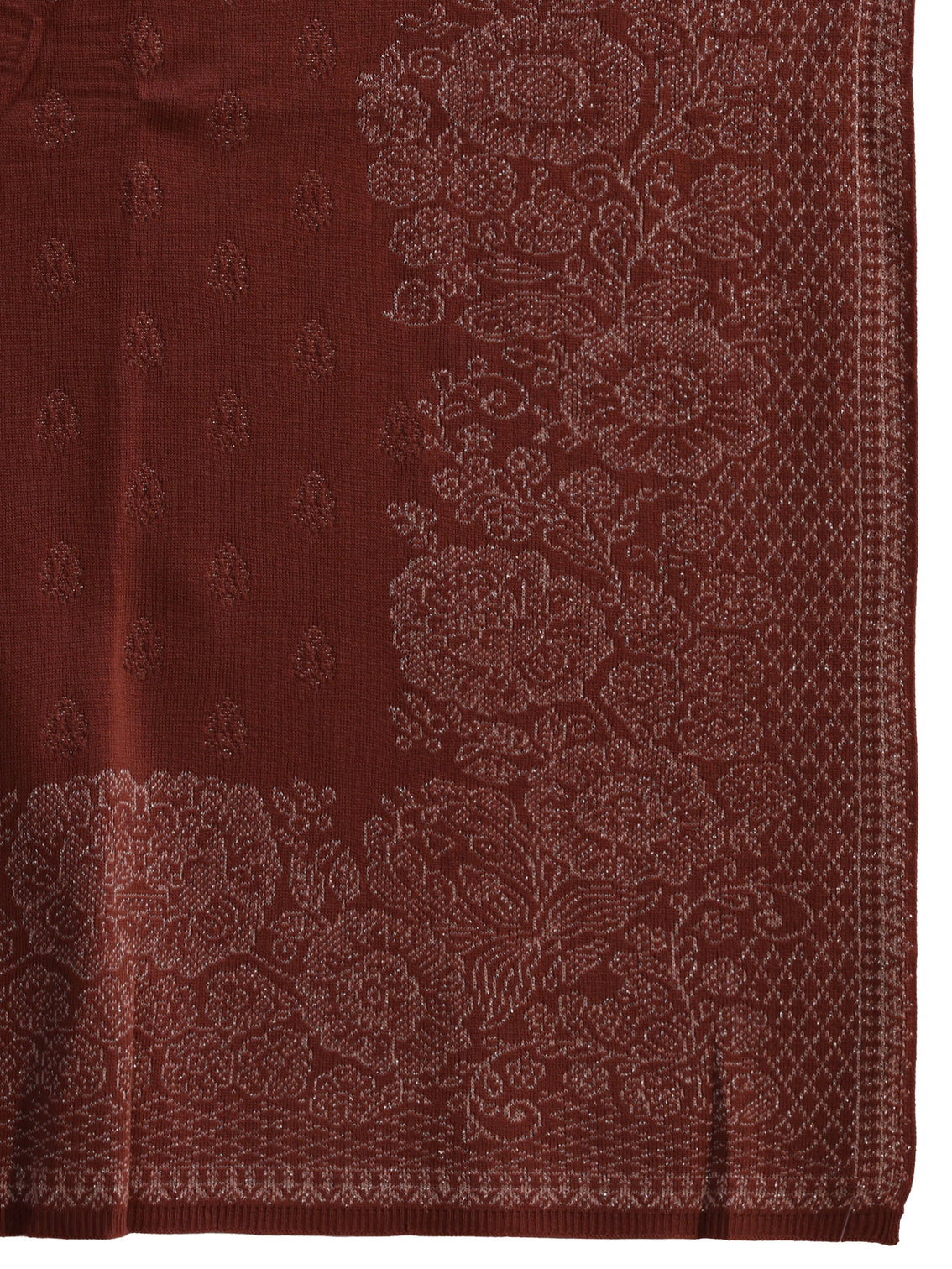 Mameraa Dusty Rose Pink Floral Embroidered Acrylic Wrap Shawl
