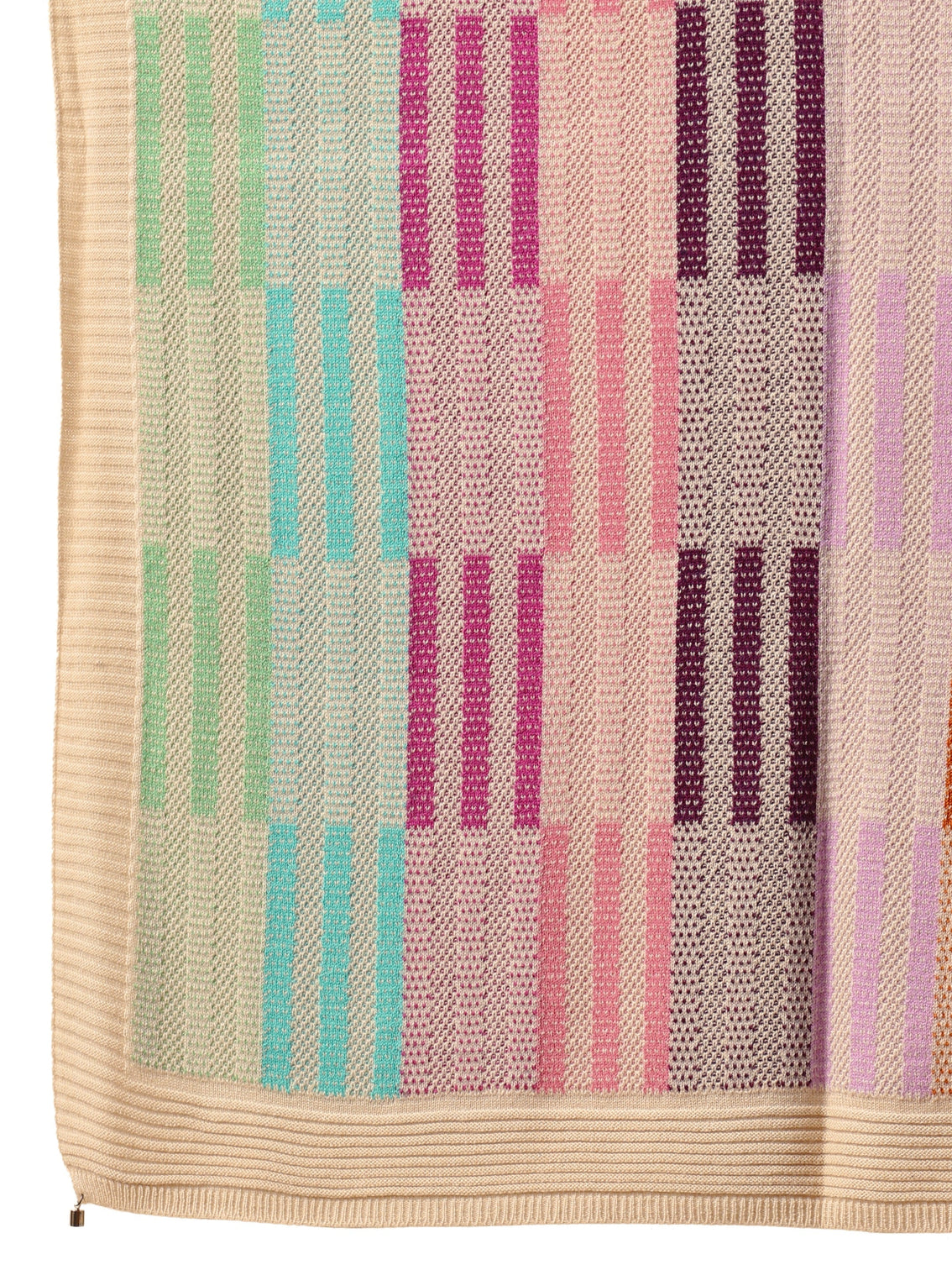Mameraa Off White Geometric Knitted Acrylic Wrap Shawl