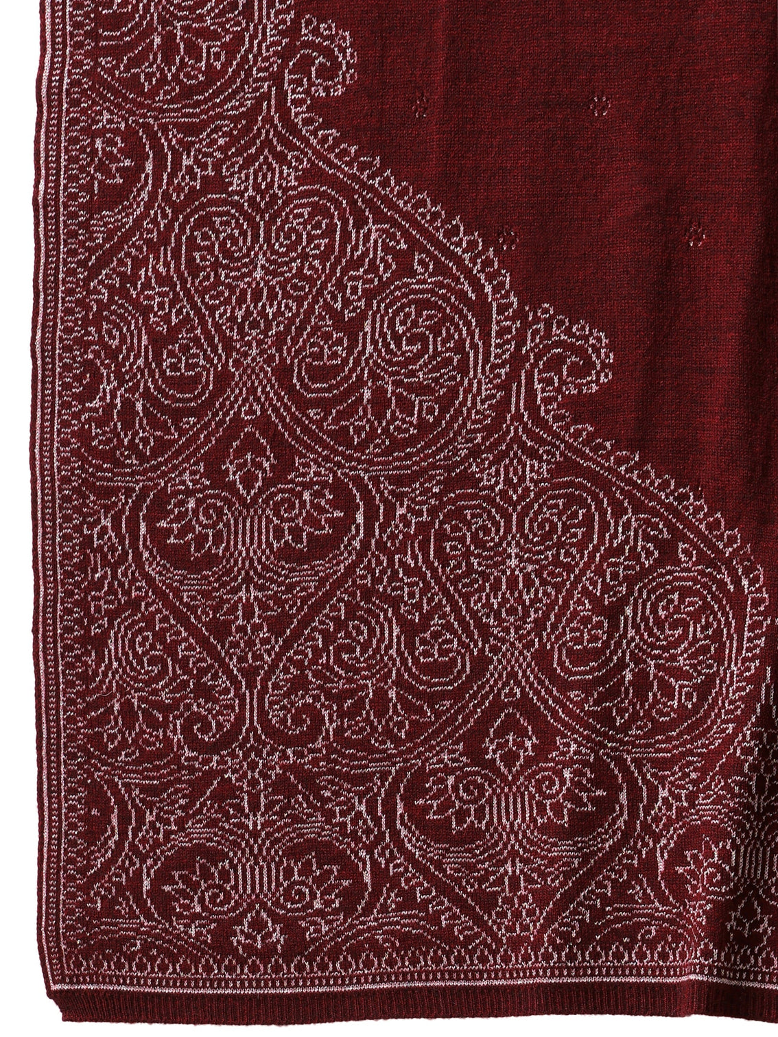 Mameraa Maroon Knitted Acrylic Wrap Shawl