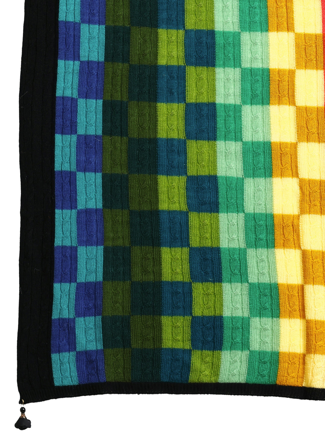 Mameraa Black Geometric Acrylic Wrap Shawl