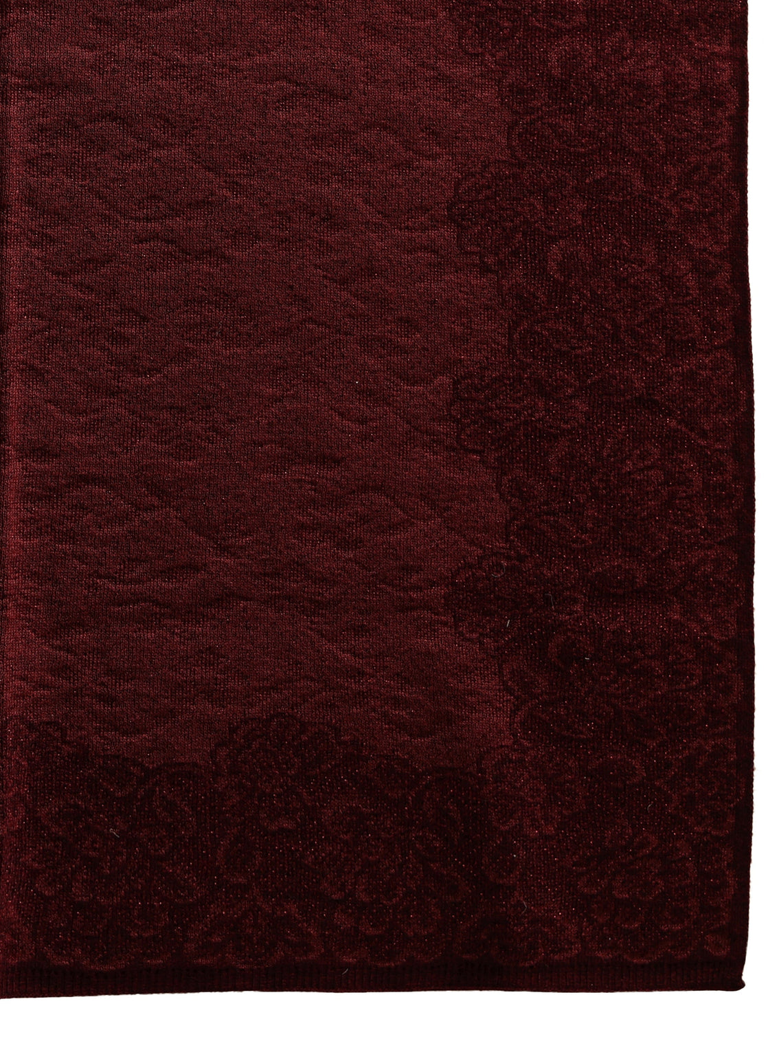 Mameraa Maroon Floral Knitted Acrylic Wrap Shawl