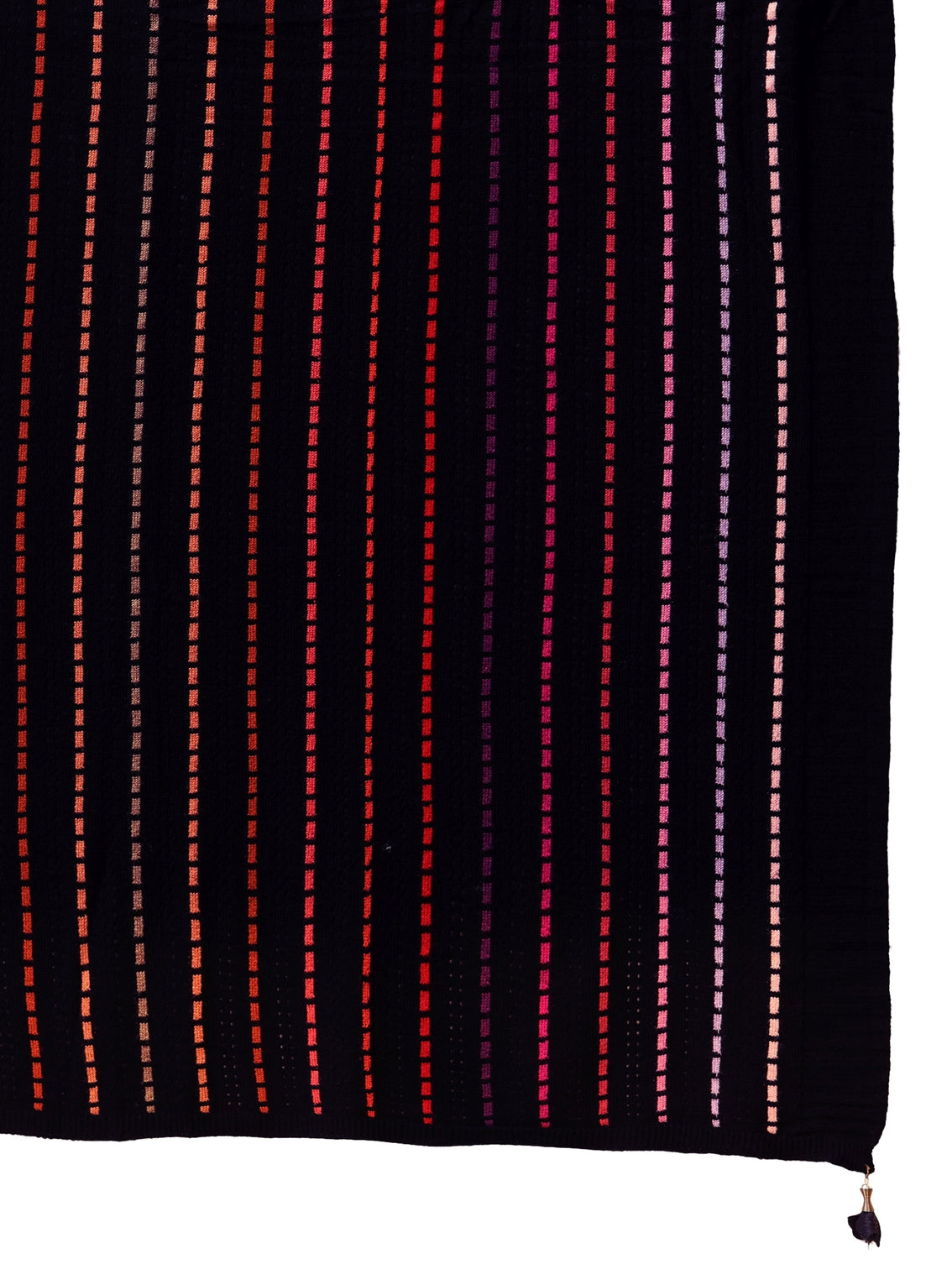 Mameraa Black Striped Knitted Acrylic Wrap Shawl