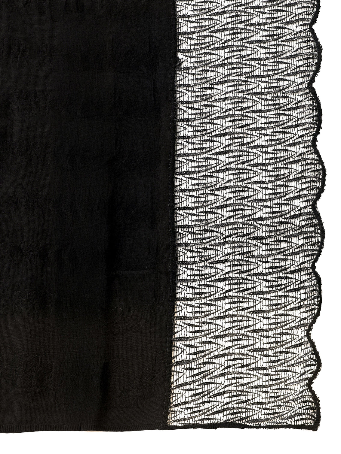 Mameraa Black Acrylic Wrap Shawl with Lace Border