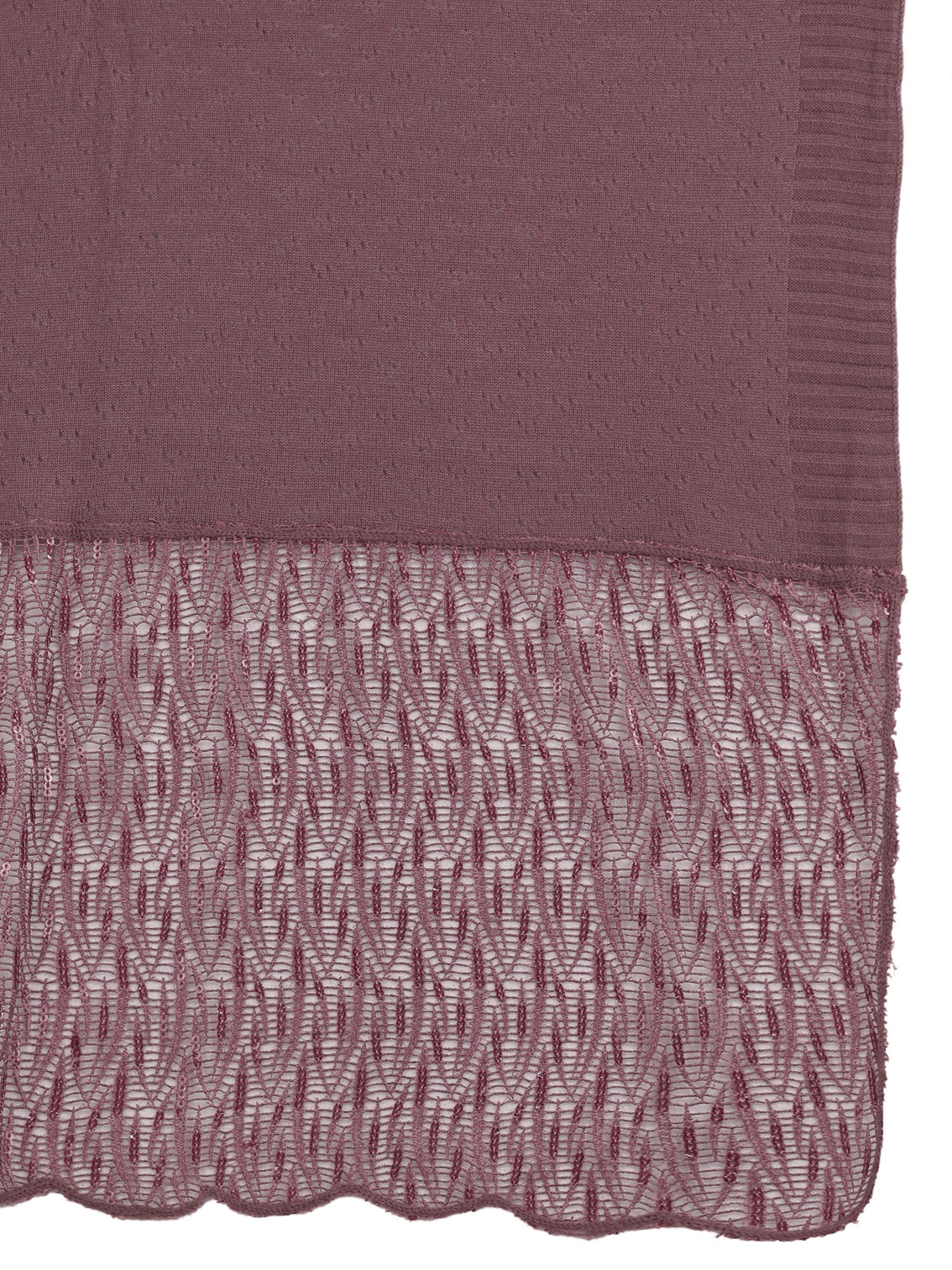 Mameraa Mauve Acrylic Wrap Shawl with Lace Border