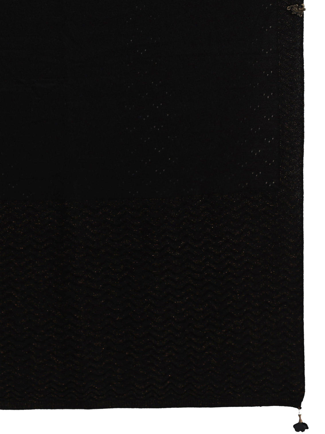 Mameraa Black Floral Mesh Knitted Acrylic Wrap Shawl