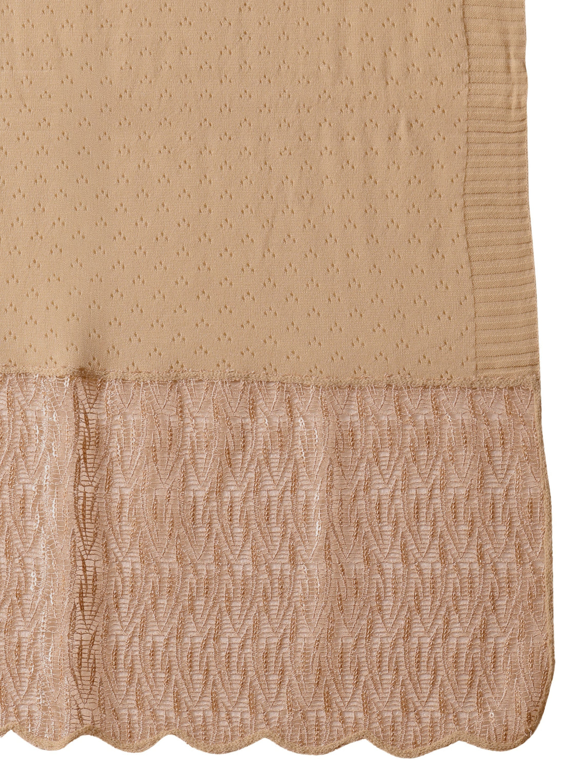 Mameraa Beige Acrylic Wrap Shawl with Lace Border