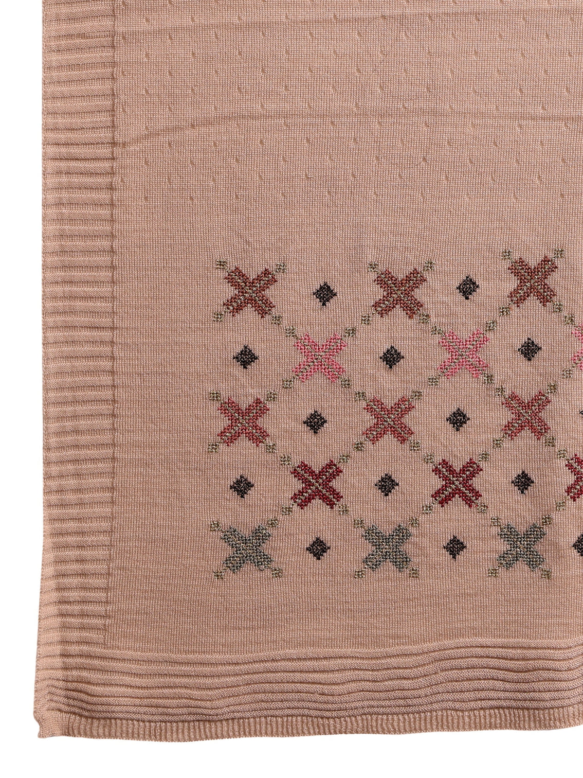 Mameraa Beige Knitted Acrylic Wrap Shawl