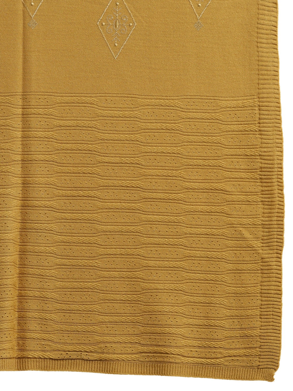 Mameraa Mustard Ethnic Knitted Acrylic Wrap Shawl