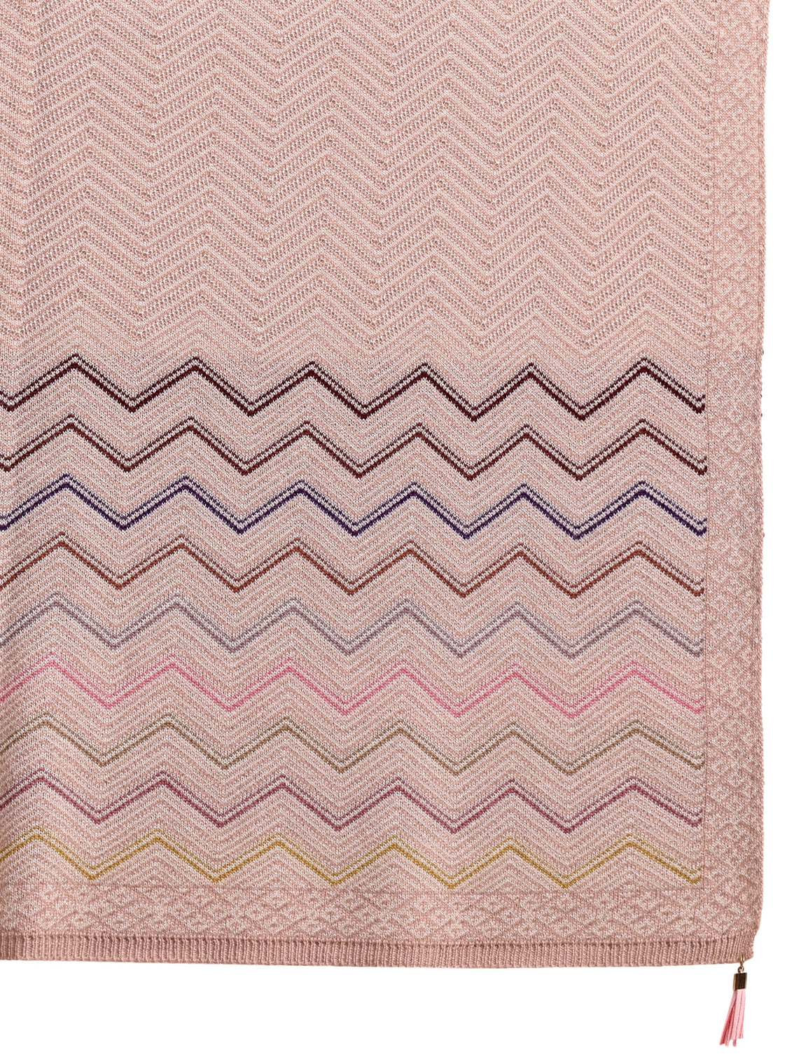 Mameraa Pink Chevron Knitted Acrylic Wrap Shawl