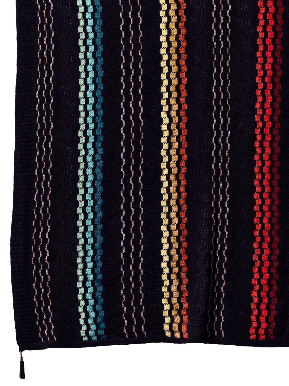 Mameraa Black Striped Knitted Acrylic Wrap Shawl