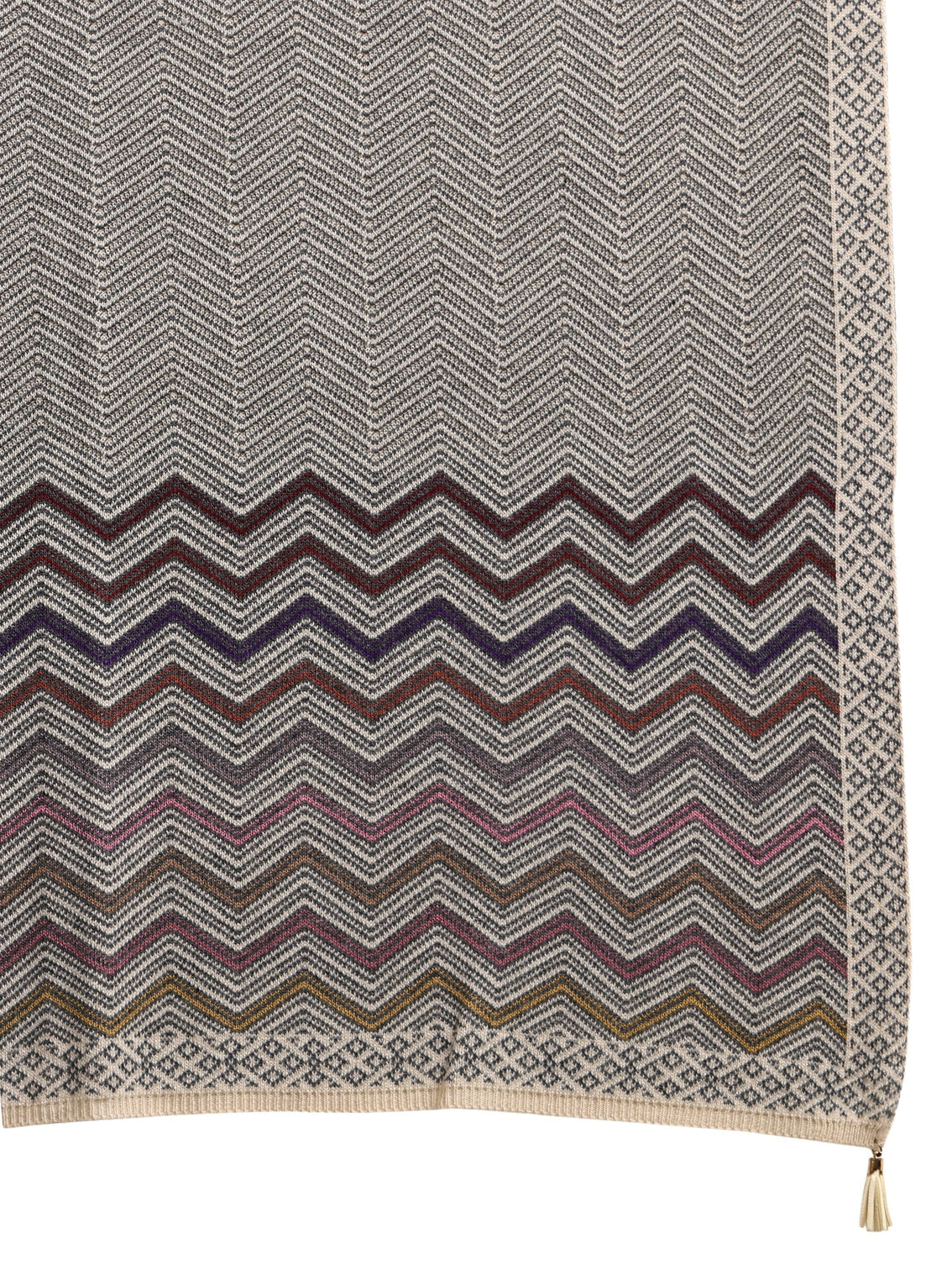 Mameraa Grey Chevron Knitted Acrylic Wrap Shawl