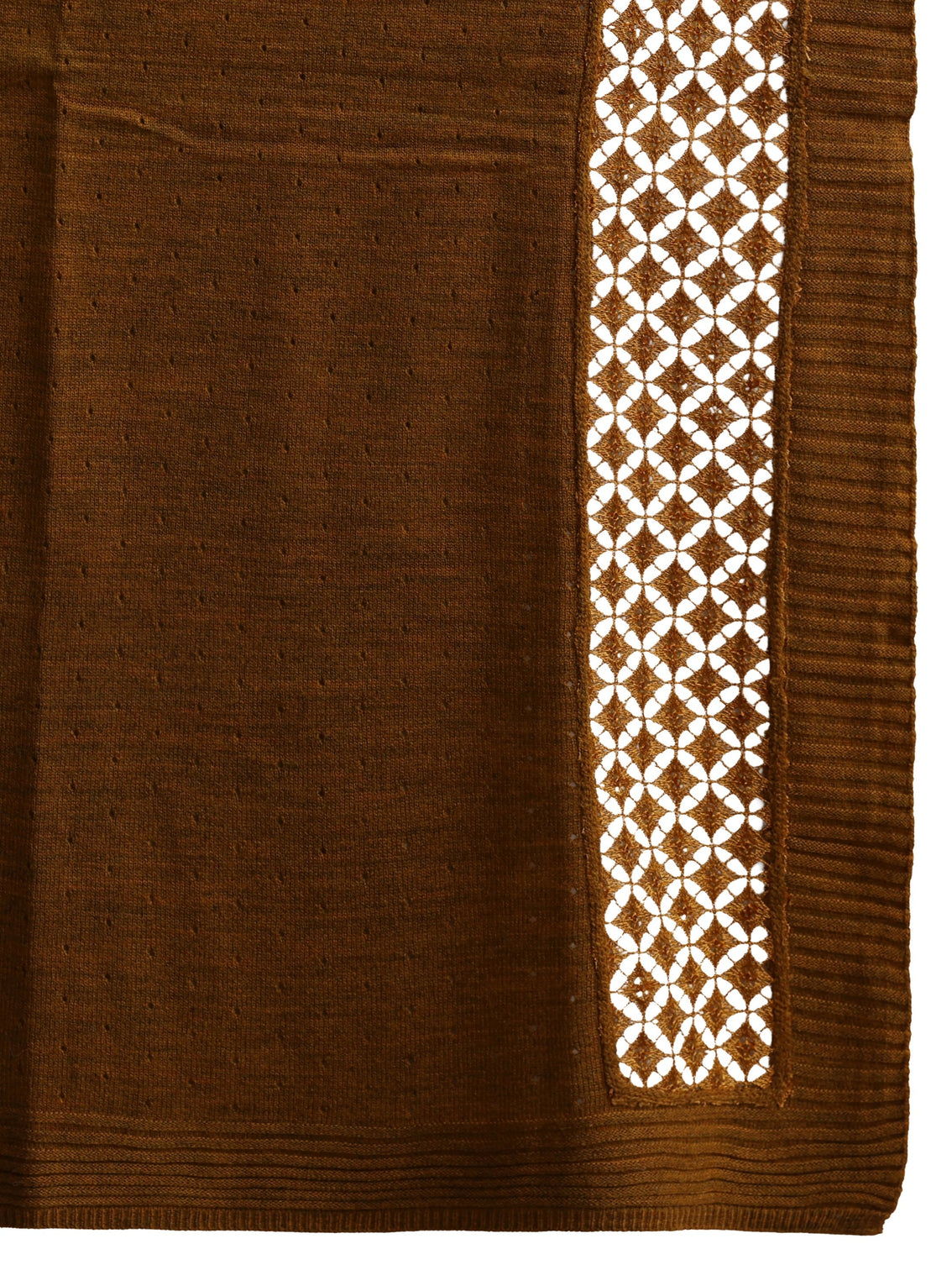 Mameraa Mustard Mesh Knitted Acrylic Wrap Shawl