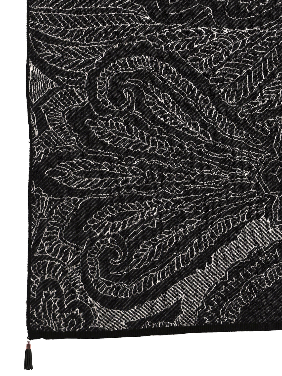 Mameraa Black Floral Knitted Acrylic Wrap Shawl