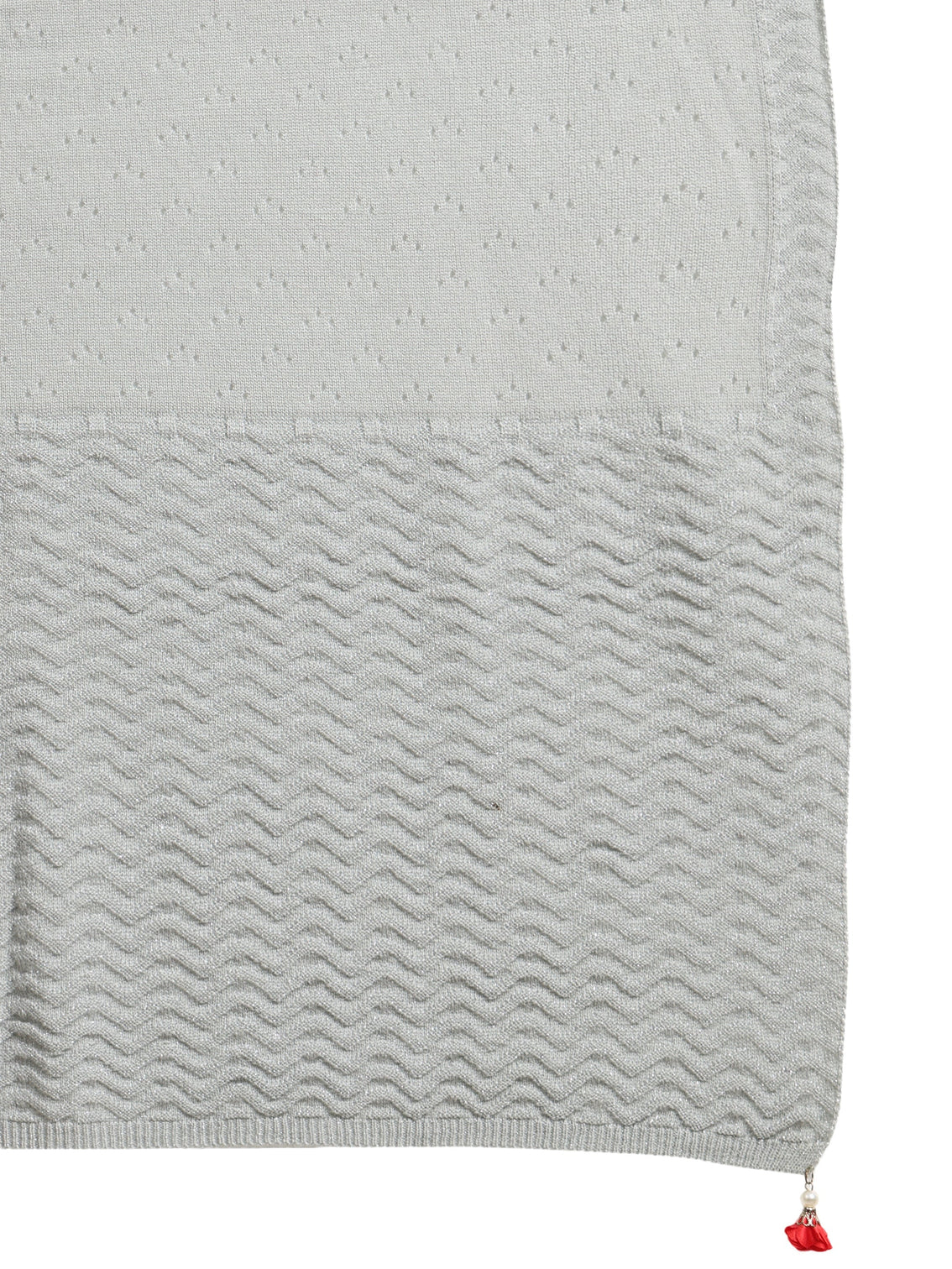 Mameraa Grey Floral Knitted Acrylic Wrap Shawl