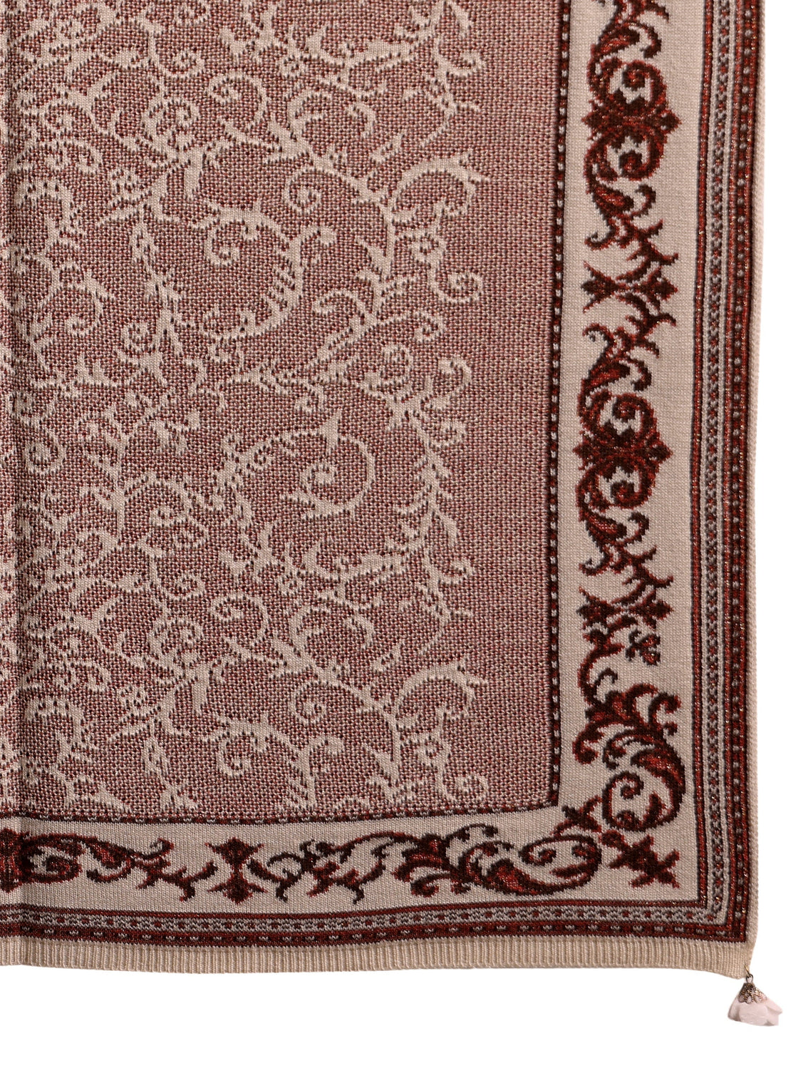 Mameraa Dusty Pink Floral Knitted Acrylic Wrap Shawl