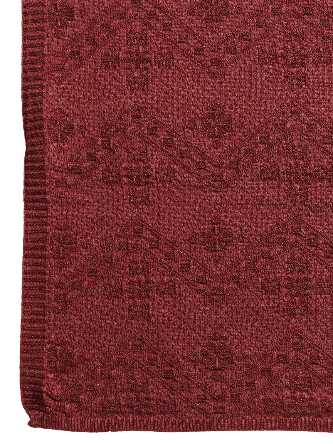 Mameraa Rust Red Chevron Knitted Acrylic Wrap Shawl