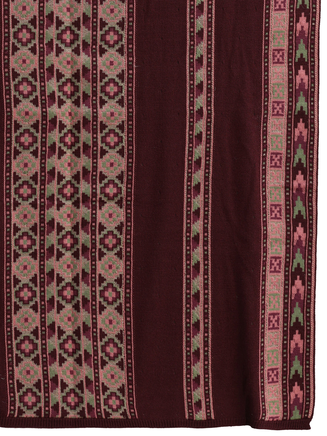 Mameraa Maroon Geometric Knitted Acrylic Wrap Shawl