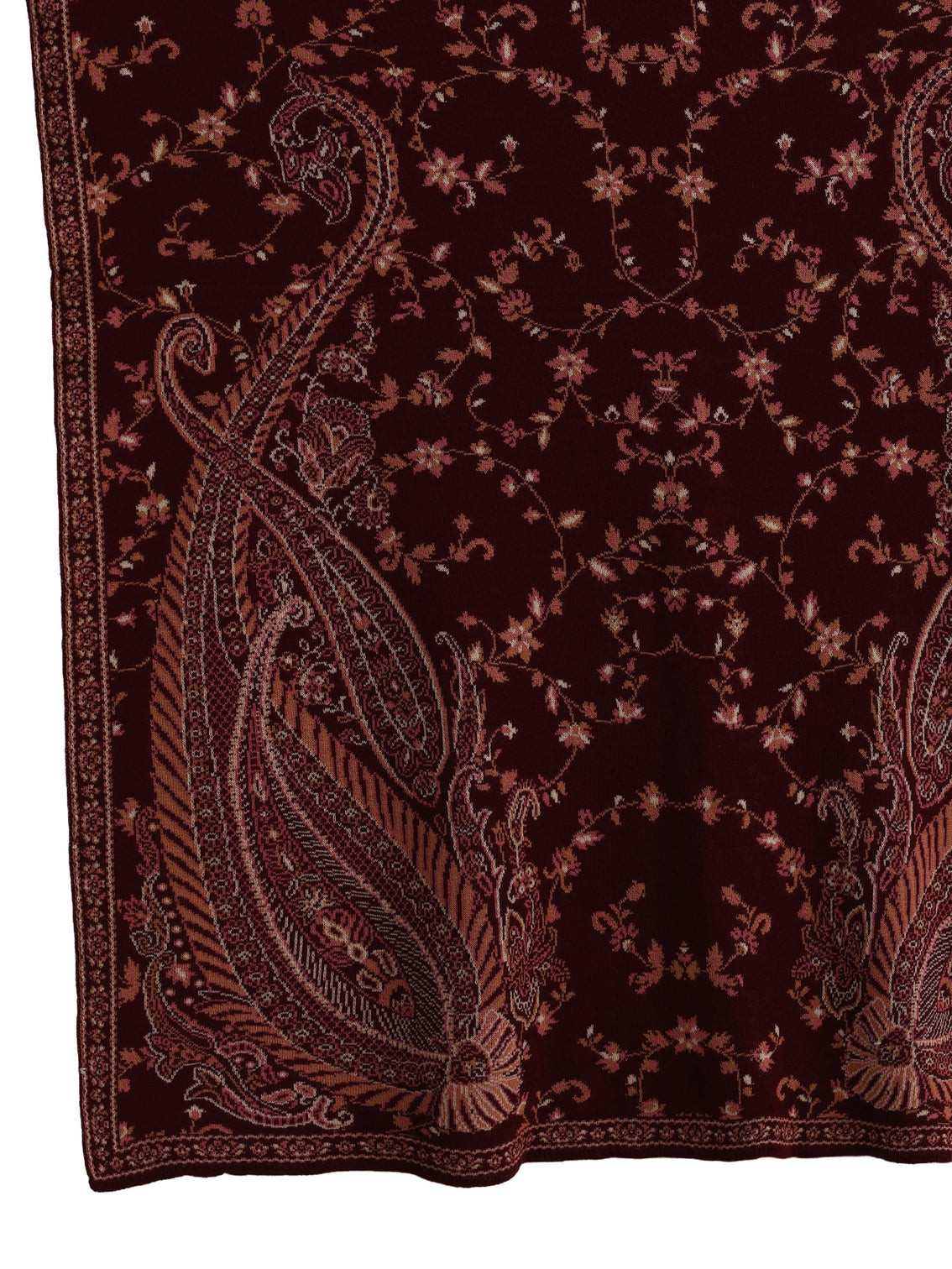 Mameraa Maroon Paisley Knitted Acrylic Shawl