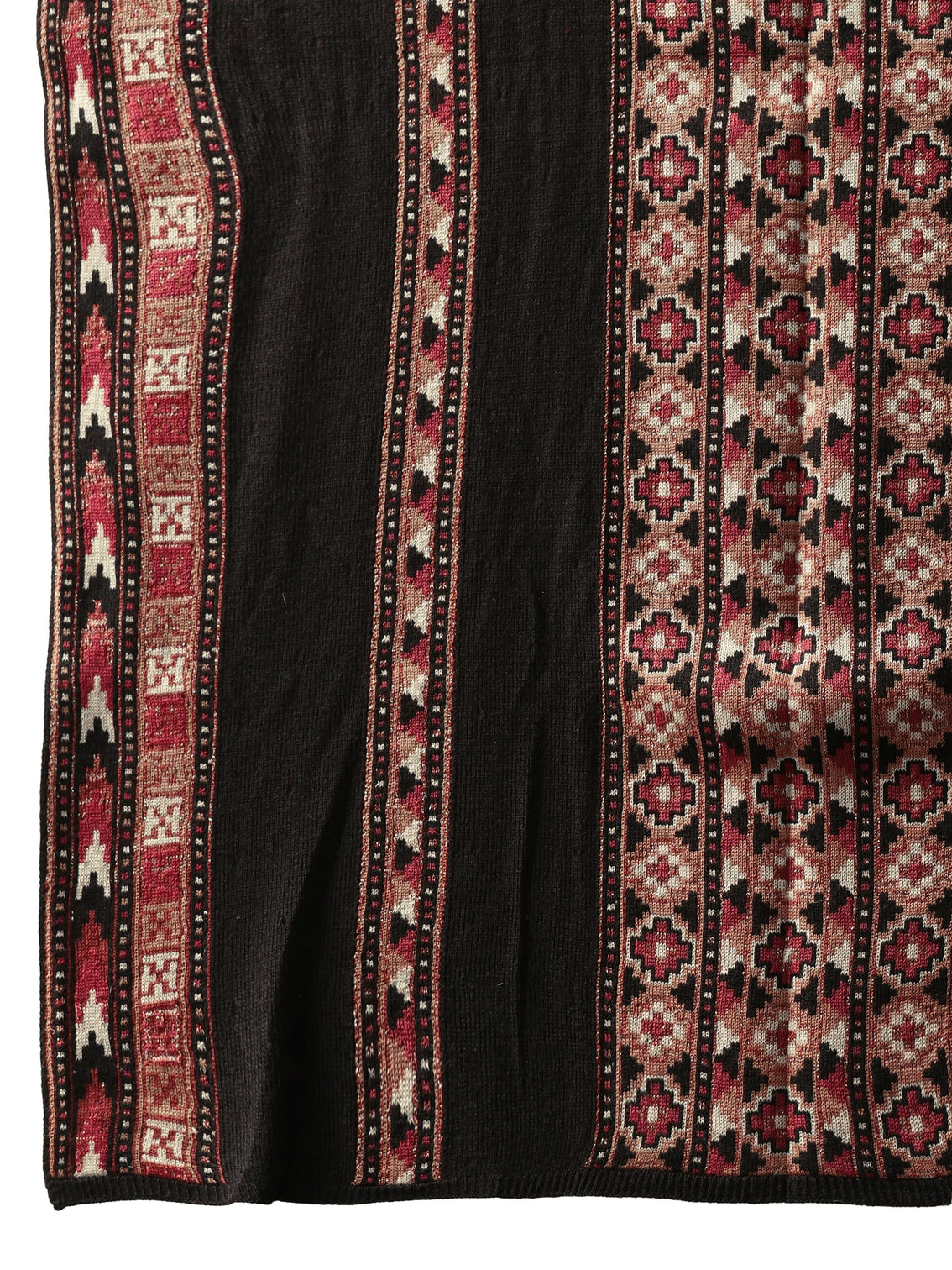 Mameraa Black Geometric Knitted Acrylic Wrap Shawl